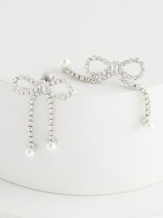 Silver Tone Sparkle Bow Earrings - Image 3 of 3