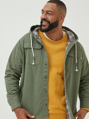FatFace Green Walcot Hooded Overshirt - Image 1 of 4