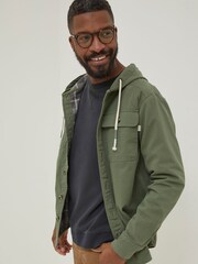 FatFace Green Walcot Hooded Overshirt - Image 3 of 4