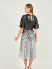 Yumi Black Ombre Sequin Midi Wrap Dress - Image 2 of 4