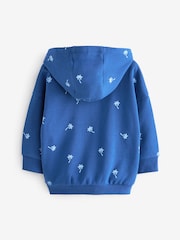 Cobalt Blue Palms All Over Print Jersey Zip Through Hoodie (3mths-7yrs) - Image 2 of 3