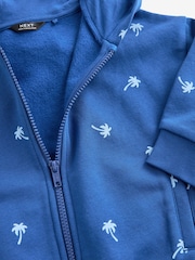 Cobalt Blue Palms All Over Print Jersey Zip Through Hoodie (3mths-7yrs) - Image 3 of 3