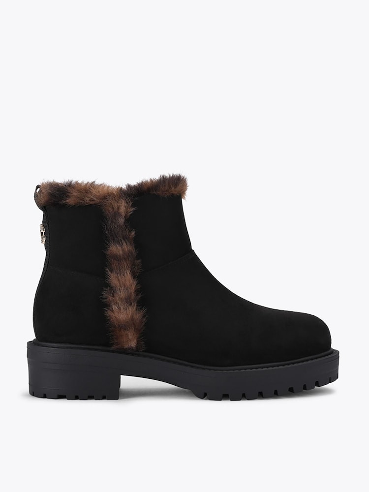 Carvela Black Suede Cosy Ankle Nude Boots - Image 1 of 4 Carvela Black Suede Cosy Ankle Nude Boots - Image 1 of 4