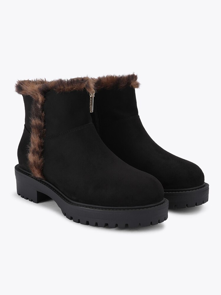 Carvela Black Suede Cosy Ankle Nude Boots - Image 4 of 4 Carvela Black Suede Cosy Ankle Nude Boots - Image 4 of 4