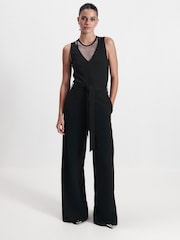 Black Diamond Black Diamante Ponte Jumpsuit - Image 1 of 6