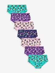 Pink/Purple Animal Print Hipsters 7 Pack (2-16yrs) - Image 1 of 10
