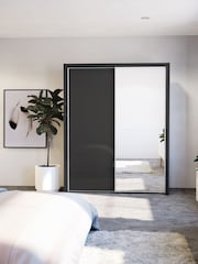 Wiemann Graphite Peyton Glass and Mirror Sliding 1.6m Sliding Semi Fitted Wardrobe - Image 1 of 6