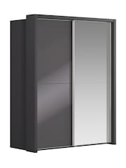 Wiemann Graphite Peyton Glass and Mirror Sliding 1.6m Sliding Semi Fitted Wardrobe - Image 2 of 6