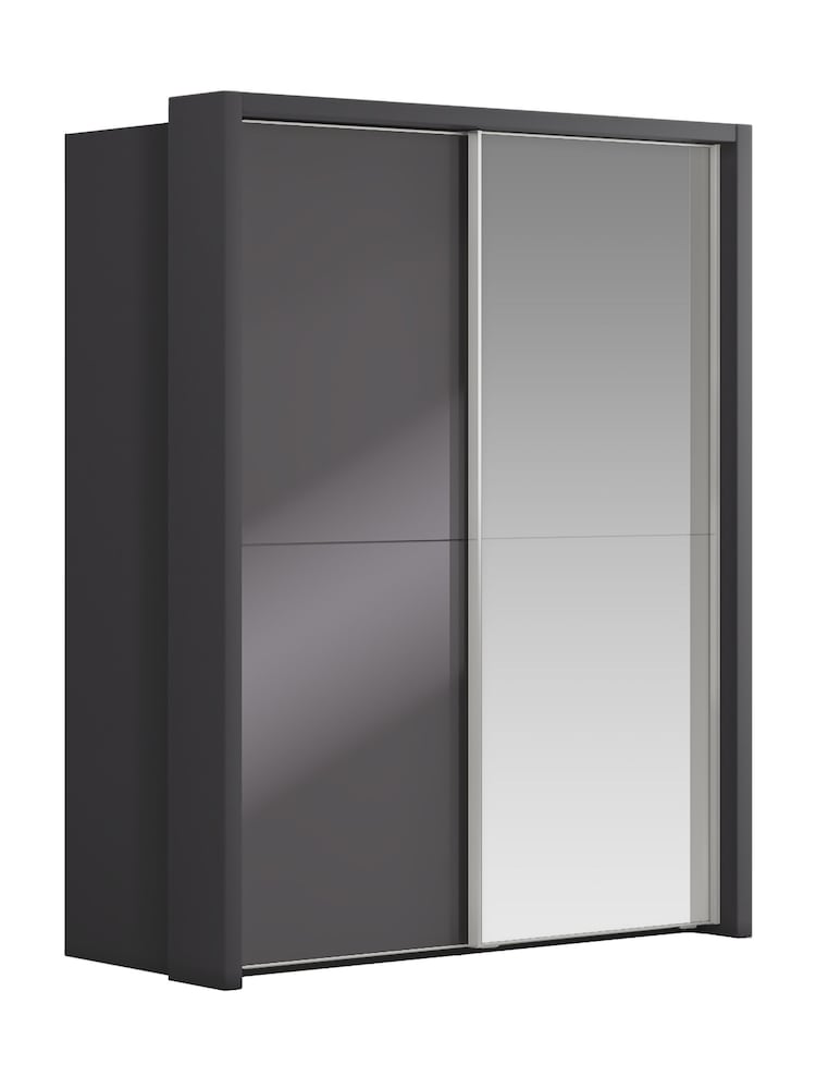 Wiemann Graphite Peyton Glass and Mirror Sliding 1.6m Sliding Semi Fitted Wardrobe - Image 2 of 6