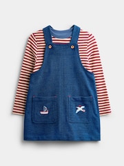 JoJo Maman Bébé Jersey Denim Embroidered Pinny Top Set - Bilde 2 av 8