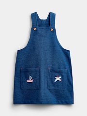 JoJo Maman Bébé Jersey Denim Embroidered Pinny Top Set - Bilde 5 av 8