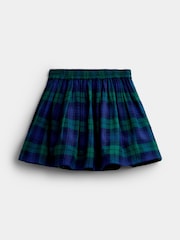 JoJo Maman Bébé Navy Blue Tartan Skirt & Embroidered Blouse Set - Image 5 of 7