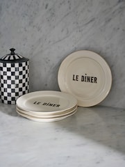 Rockett St George White Parisian Bistro Set of 4 Dinner Plates - Image 1 of 6