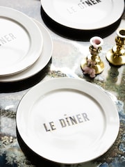 Rockett St George White Parisian Bistro Set of 4 Dinner Plates - Image 3 of 6