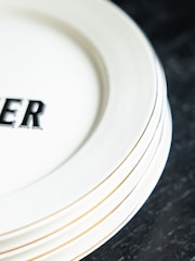 Rockett St George White Parisian Bistro Set of 4 Dinner Plates - Image 4 of 6