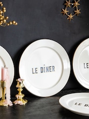 Rockett St George White Parisian Bistro Set of 4 Dinner Plates - Image 5 of 6