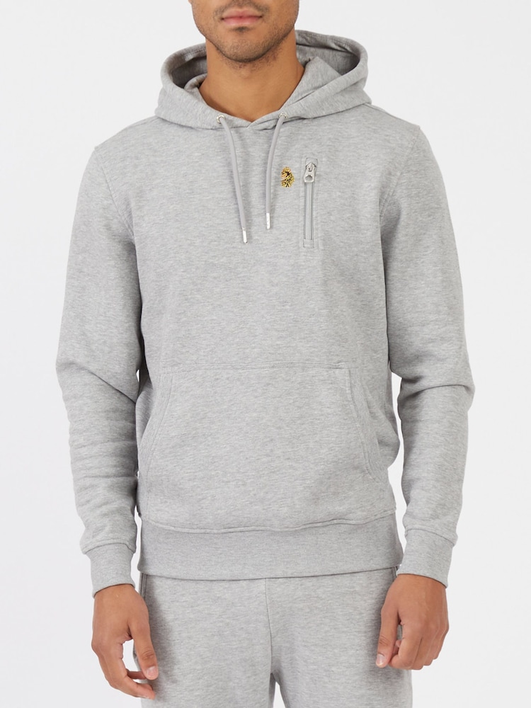Luke 1977 Grey Los Angeles 2 Mid Marle 100% Cotton Hoodies - Image 1 of 7