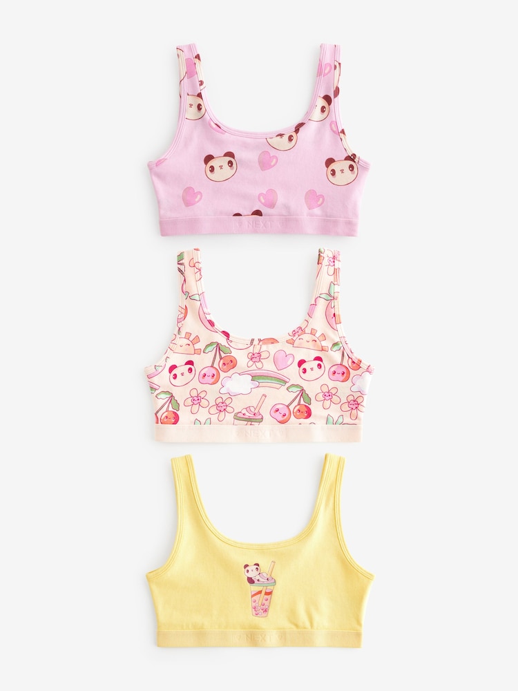 Pink Panda Crop Tops 3 Pack (5-16yrs) - Image 1 of 2