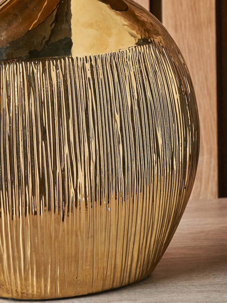 Pacific Gold Gemini Etched Ceramic Table Lamp - Image 2 of 4
