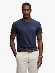 Superdry Blue Essential Stacked Logo Embroidered T-Shirt - Image 1 of 7