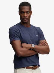 Superdry Blue Essential Stacked Logo Embroidered T-Shirt - Image 3 of 7