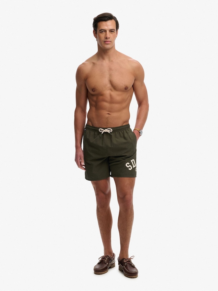 Superdry Green Printed Logo 16-Inch Swim Shorts - Image 2 of 8