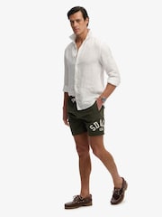 Superdry Green Printed Logo 16-Inch Swim Shorts - Image 4 of 8