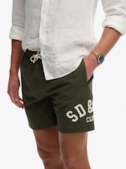 Superdry Green Printed Logo 16-Inch Swim Shorts - Image 7 of 8