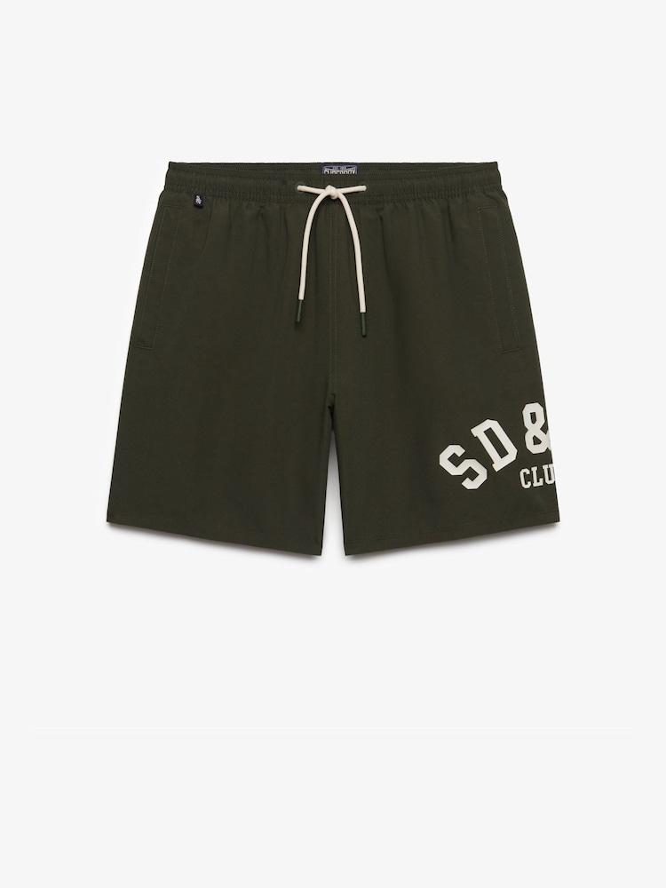 Superdry Green Printed Logo 16-Inch Swim Shorts - Image 8 of 8