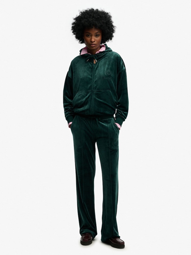Superdry Green Country Club Velour Jogger - Image 1 of 6 Superdry Green Country Club Velour Jogger - Image 1 of 6