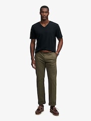 Superdry Black Classic Cotton Linen V-Neckline T-Shirt - Image 3 of 7