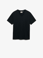 Superdry Black Classic Cotton Linen V-Neckline T-Shirt - Image 6 of 7