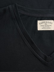 Superdry Black Classic Cotton Linen V-Neckline T-Shirt - Image 7 of 7