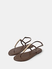 Accessorize Brown Cluster Jewel Strap Sandals - Image 1 of 2