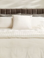 Natural Cream 50 x 50cm Madison Velvet Cushion - Image 1 of 4