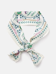 Joules Highgrove Multi/White Skinny Printed Silk Scarf - Image 3 of 5