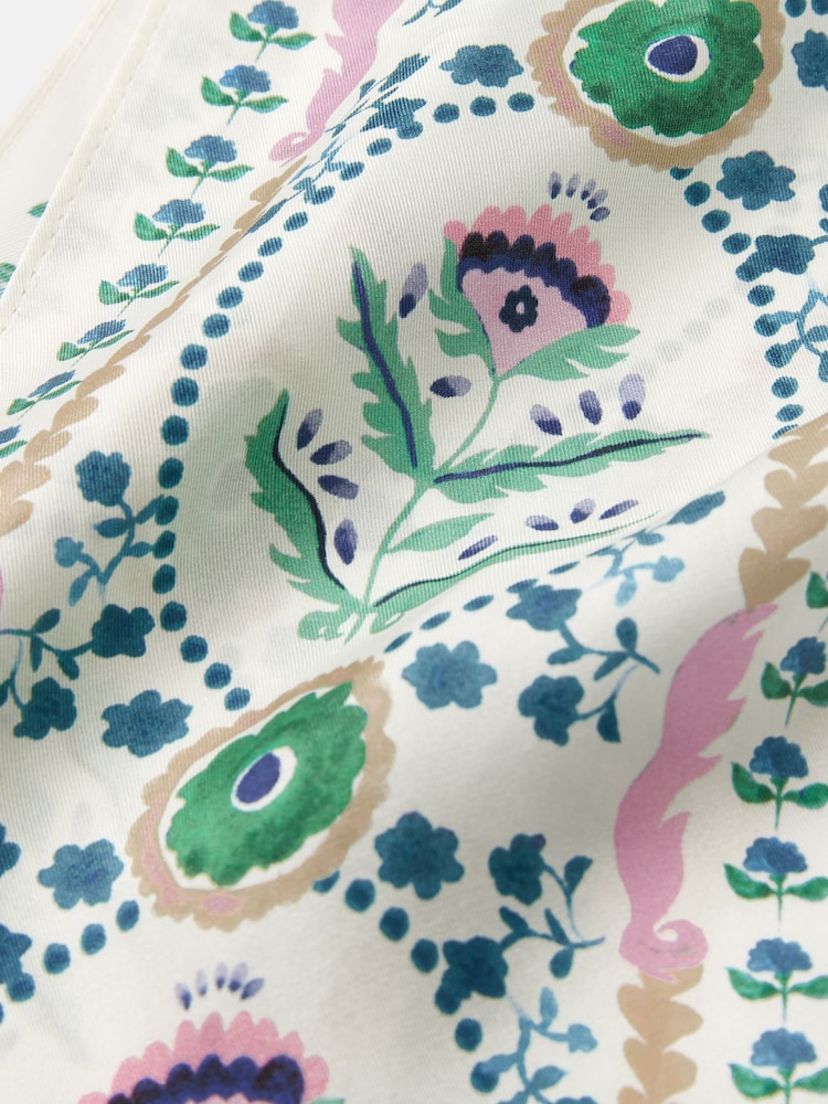 Joules Highgrove Multi/White Skinny Printed Silk Scarf - Image 5 of 5 Joules Highgrove Multi/White Skinny Printed Silk Scarf - Image 5 of 5