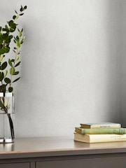 Laura Ashley Pale Silver Plain Textured 10M Wallpaper - Image 2 of 4