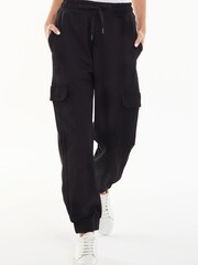 Threadbare Black Cargo Ponte Joggers - Image 1 of 4