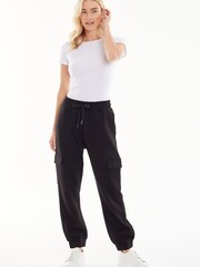 Threadbare Black Cargo Ponte Joggers - Image 3 of 4