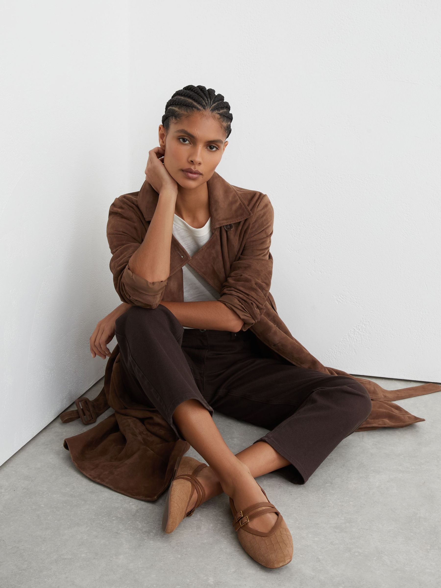 Reiss Chocolate Tall Mid-rise Straight-leg Jeans