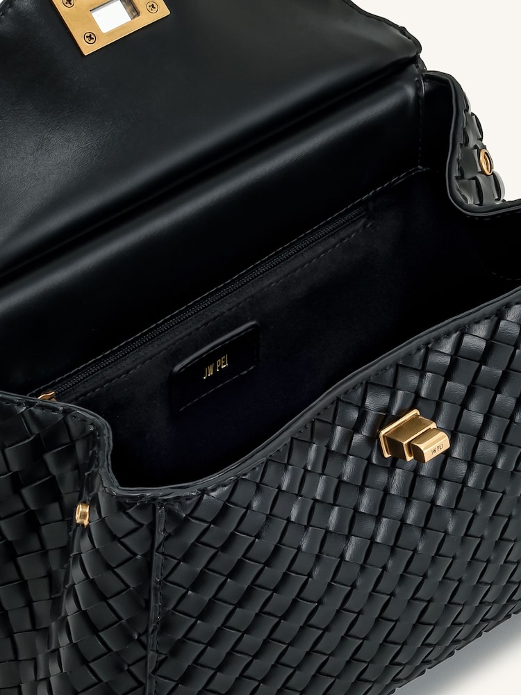 JW PEI Black Lucia Classic Top Handle Woven Bag - Image 2 of 2 JW PEI Black Lucia Classic Top Handle Woven Bag - Image 2 of 2