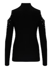 Pour Moi Black Scarlett Hot Fix Cut Out Fine Knit Jumper - Image 4 of 4