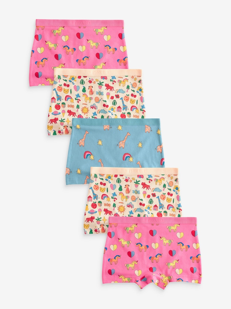 Pink/Blue Short Briefs 5 Pack (2-16yrs) - Image 1 of 6