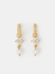 Accessorize 14karat belagte blomsterperle-bøyleøreringer - Bilde 1 av 2