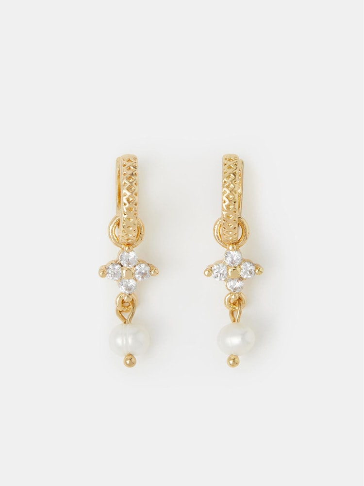 Accessorize 14karat belagte blomsterperle-bøyleøreringer - Bilde 1 av 2 Accessorize 14karat belagte blomsterperle-bøyleøreringer - Bilde 1 av 2