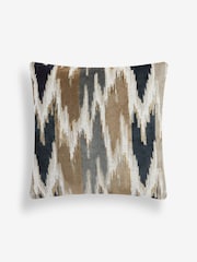 Navy Blue Zig Zag Cut Velvet 59 x 59cm Cushion - Image 2 of 4
