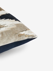 Navy Blue Zig Zag Cut Velvet 59 x 59cm Cushion - Image 4 of 4