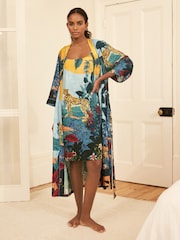 Orange Jungle Print Linen Blend Robe - Image 1 of 8