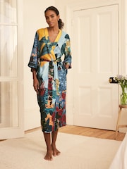 Orange Jungle Print Linen Blend Robe - Image 2 of 8